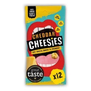 CHEESIES | Crunchy Cheese Keto Snack | Cheddar | 100% Cheese | Sugar Free, Gluten Free, No Carb | High Protein and Vegetarian | Crunchy, Baked and Tasty | Multipack | 12 x 20g Bags