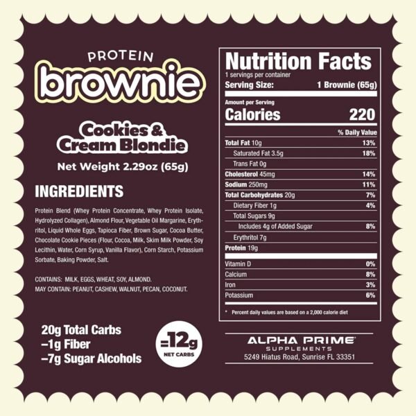 Prime Bites Protein Brownies by Alpha Prime Supplements | High-Protein, Collagen-Enhanced, Low-Sugar Snack | Delicious Treat | 12 Bars per Box (Assorted Flavors) - Image 3