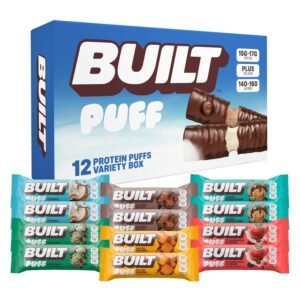 Built Bar, Puffed Protein Bars, Assorted Pack, Collagen, On-the-Go Snack, Breakfast Bar, Mixed Sampler, 12-Pack