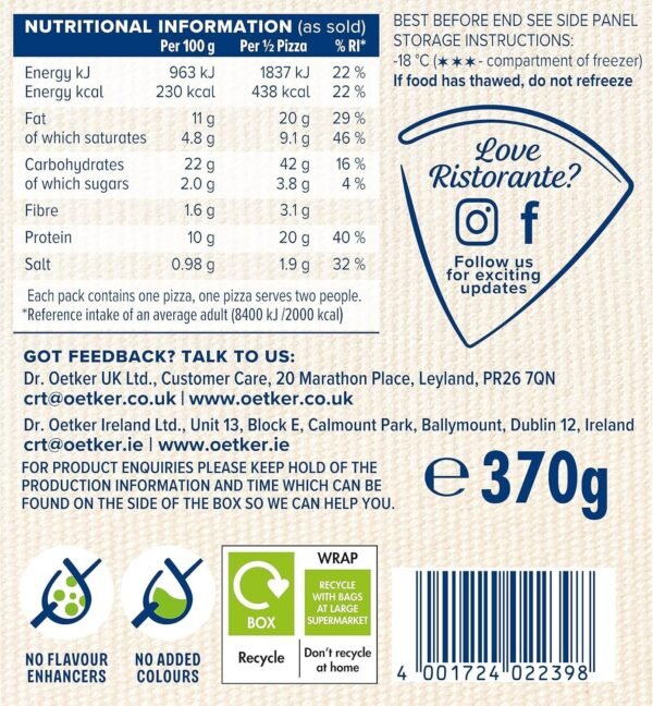 Dr. Oetker Ristorante Gluten Free and Lactose Free Mozzarella Cheese Pizza, 370gx6 (Frozen) - Exclusive Offer - Image 5