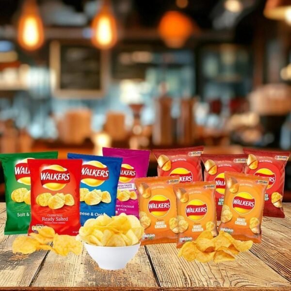 Giant Crisps Multipack Snack Box - Box of 66 x 25g Assorted Classic Walkers Crisps with 6 EXTRA 25g Bags 3 x Chicken & 3 x Tomato.72 TOTAL Bags of Potato Snacks for Birthday Party, Pub Snacks - Image 2